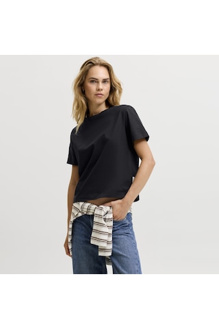Jack & Jones Kadin Box Fit Bisiklet Yaka Tisört - Sophia - 12297887 Siyah