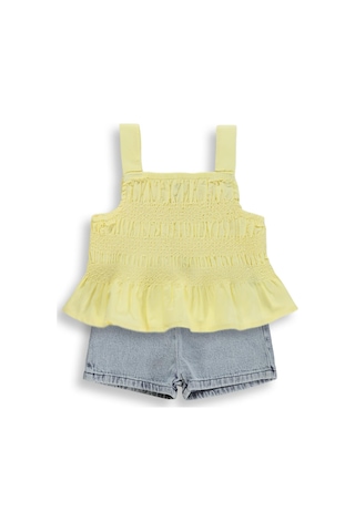 Civil Baby Denim Şortlu Askılı 6-18 Ay Takım - Sarı