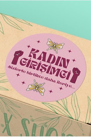 Kadın Girişimci Yuvarlak Sticker Paket Etiketi 3x3cm St2412 Çok Renkli