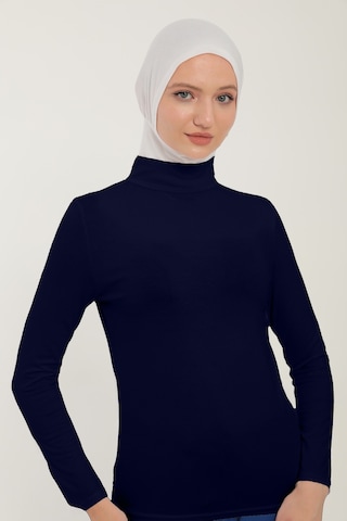 Sonbaharmoda Kadın Uzun Kollu Yarım Balıkçı Yakalı Penye Likralı Body - Lacivert Lacivert