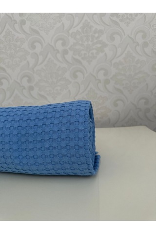 Premium %100 Pamuk Çift Kişilik Yazlık Pike, Yatak Örtüsü,terletmez Kumaş Mavi Renk 240x200cm Mavi