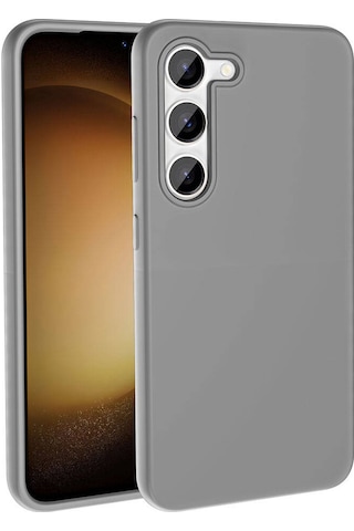 Samsung Galaxy Uyumlu S23 Kılıf M-safe Şarj Özellikli Sıvı Teknolojili Silinebilir Sert Zore Kivi Kapak Koyu Gri