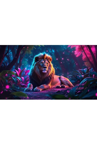 Hayvan Figürlü Atşl Gözler Aslanlı Pvc 60x90 Cm Çerçevesiz Tablo 32