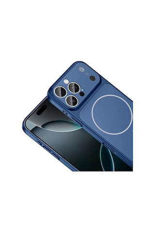 Apple iPhone 16 Uyumlu Ag Glass Koruyucu Kılıf 17 Pro Max Görünümlü Lacivert