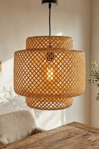 Mylamp Sitrus Doğal Bambu Avize 30x30 Cm Krem