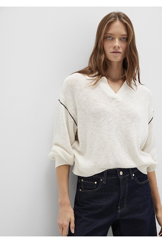 Mavi - Kol Detaylı Bej Triko Polo 1710834-91338 Ekru