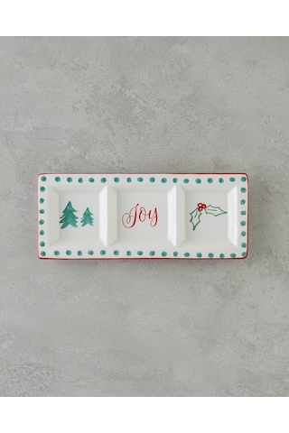 English Home Joy Dolomite Sunumluk 25x10 Cm Beyaz - Kırmızı Beyaz - Kırmızı