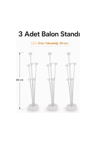 21 Balonlu Doğum Günü, Kutlama, Parti Balon Seti - 3 Adet Balon Standı - 21 Balon Adet Balon - Parti Süsleme - Bebek Partileri Pembe