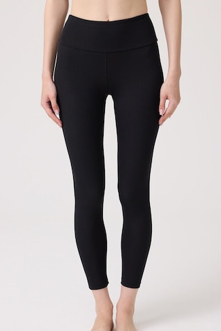 Siyah Şardonlu Yüksek Bel Kadın Spor Tayt SiYAH Siyah