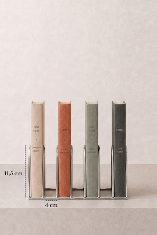 Edora Home Parlak Silver Metal 7 Bölmeli Modern Kitap Standı, Kitaplık - Masaüstü Kitap Düzenleyici