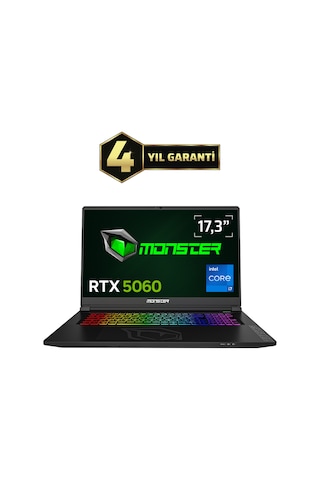 Monster Tulpar T7 V26.2.3 i7-13620H 16 GB 500 GB SSD 8 GB RTX5060 17.3" W11H Dizüstü Bilgisayar