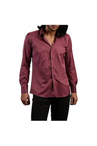 Dicotto Mürdüm Dar Kesim Micro Kumaş Kol Düğmeli Slim Fit Erkek Gömlek - 201-23 001