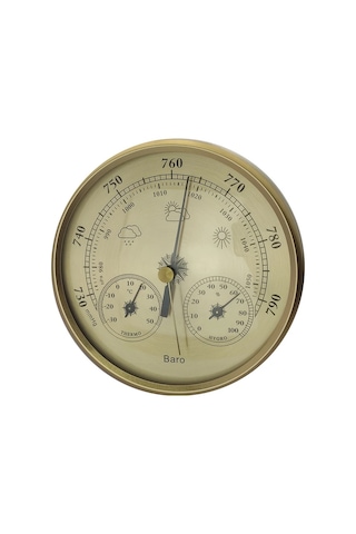 Honeybeeshop Altın Çok Fonksiyonlu Hava İstasyonu Sıcaklık Nem Barometre Dedektörü Elektriksiz Çalışma Odası Ofis Uygun