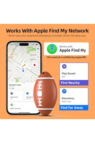 Vkemall Apple Find My Uygulaması İle Çalışan F06 Bluetooth Takip Cihazı - Kayıp Uyarısı, Uzaktan Konum - Siyah Rugby Modeli - 1 Adet Siyah