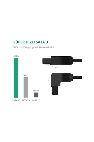 Se-7030 Sata Data Kablosu 0,50cm L 90derece Dirsek Köşeli Sata3 7 Pin 6gbs Ssd Hdd Data Veri Kablosu