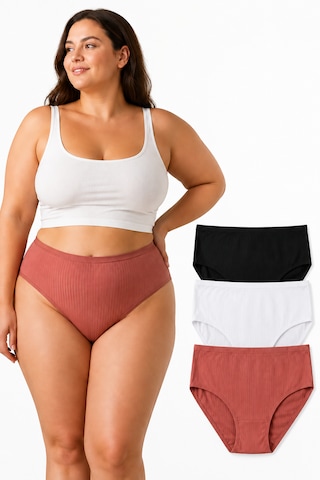 İpeksi Collection %100 Pamuklu Yüksek Bel Fitilli Günlük Külot 3lü Paket Siyah - Beyaz - Pembe