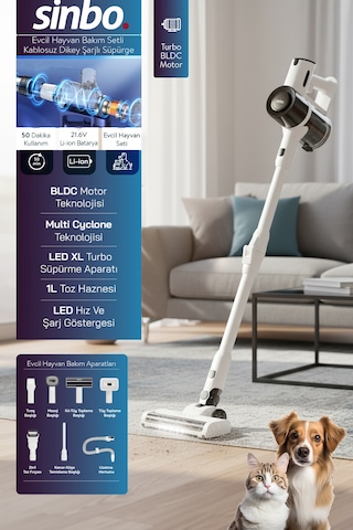 Sinbo SVC-8634 Kablosuz Dikey Süpürge Hayvan Seti