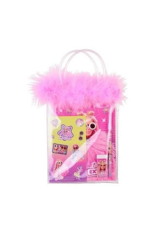 Barbie Kırtasiye Seti Tüylü Pvc Çanta B-7746