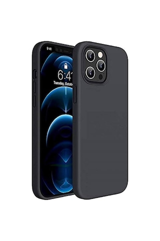 Apple Uyumlu iPhone 12 Ve 12 Pro Model Lansman Kılıf, İçi Kadife , Yüksek Kalite, Leke Tutmayan Siyah