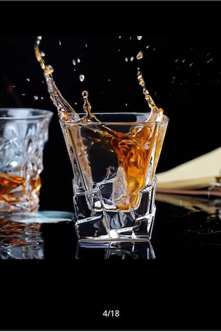 2 Adet Premium Kristal Kesim Viski Bardağı - 300 Ml El Yapımı Bourbon Ve Kokteyl Kadehi Şeffaf