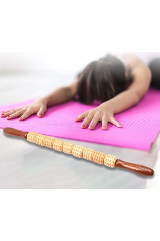 Homyl Göbek Bel Uyluk Için Ahşap Masaj Rulo Çubukları Vücut Sarı