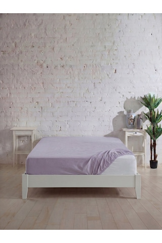 Battal Boy Pamuklu Lastikli Çarşaf, Ranforce Battal Boy Fitted Çarşaf 180x200+20 Cm Lila