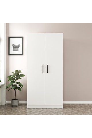 Minar Kale 2 Kapaklı Zincir Dolap - Gardrop - Beyaz 210cm