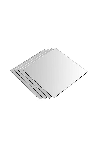 Dekoratif Pleksi Ayna Kendinden Yapışkanlı Kare 4'lü 20x20CM Gümüş