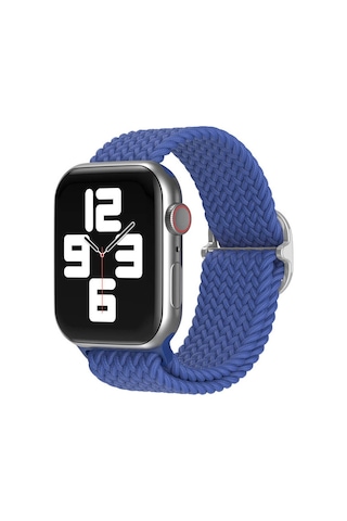 Wozlo Apple Uyumlu Watch 1 2 3 4 5 6 7 8 Se Ultra Solo Loop Esnek Örgü Tokalı Kordon Kayış 38/40/41mm- Mavi