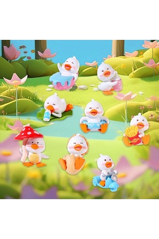 Pazly Suntek Şirin Ördek Mini Küçük Heykel Figürleri Beyaz 8x Hc