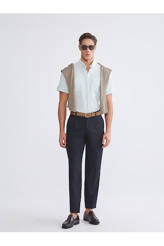 Lcwaıkıkı Classic Turkuaz Regular Fit Kısa Kollu Erkek Dokulu Gömlek