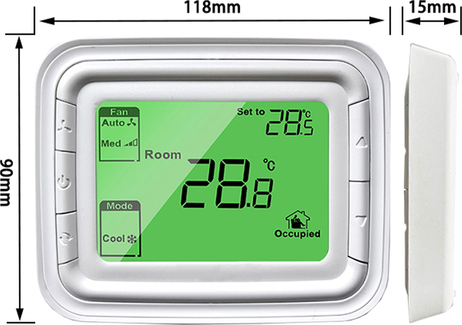 Padalink T6861h2wb Lcd Dijital Termostat, 9p 2 Borulu, Fan Kontrolü, Oda Sıcaklığı Regülatörü, Mavi Ekran, Yatay Tipi