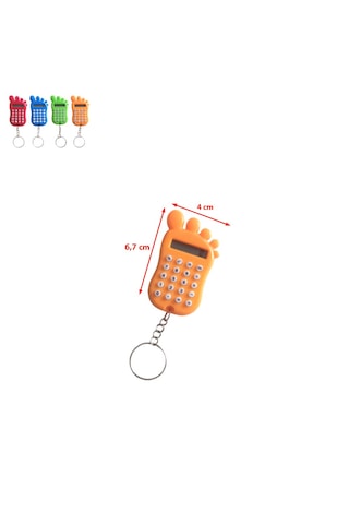 Turuncu Ayak Şekilli Mini 8 Haneli Hesap Makinesi Anahtarlık 1 Adet Ebat: 6,7 Cm X 4 Cm Turuncu