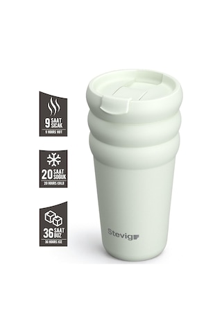 Stevig 3 Bubble Two-cap Straw Tumbler Çelik Termos 600 Mililitre Lightest Sky St-247 Çok Renkli