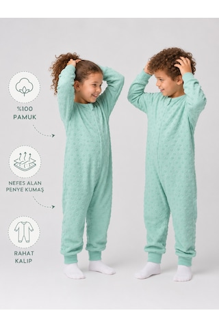 Babyhola Mevsimlik Çocuk Uyku Tulumu 1.5 Tog 1-8 Yaş Unisex Uzun Kollu %100 Pamuk 2710 Yeşil