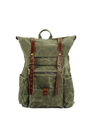 Diwu Retro Mumlu Kanvas Deri Büyük Outdoor Sırt Çantası Yeşil Çok Renkli
