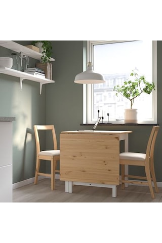 Ikea Pınntorp Katlanır Mutfak Masası, Açık Kahverengi-beyaz, 67/124x75 Cm