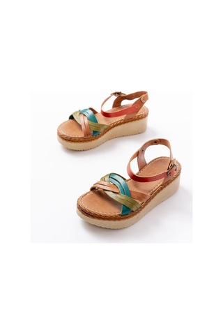 Aymood 730-037 Multi Hakiki Deri Ortopedik Taban Kadın Sandalet Multi