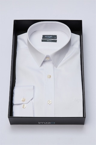 İmza Beyaz Sert Yaka Uzun Kol Cepsiz Slim Fit %100 Pamuk Gömlek 1004260324