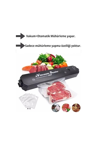 Gıda Vakum Ve Mühürleme Makinesi Tazelik Koruma Ev Ve Restoran 10 Adet Vakum Torbası li