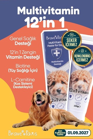 Yetişkin Köpekler İçin Multivitamin Malt Macunu Gelişim Tamamlayıcı Ve Zindeliklı Yaşam Formülü