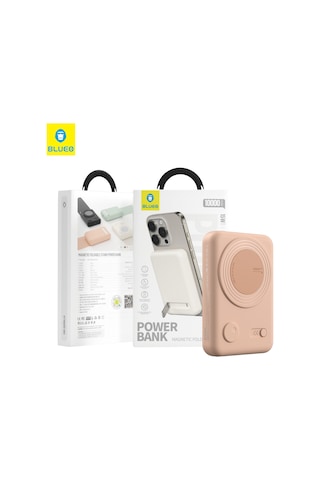 10000 Mah Magsafe Powerbank 15 W Kablosuz 20 W Pd Type-c Hızlı Şarj Standlı Manyetik Yedek Batarya Pembe