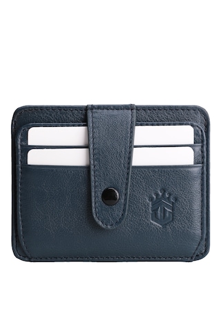 Ancora Leather Hakiki Deri Çıtçıtlı-para Bölmeli Kartlık Lacivert-26209