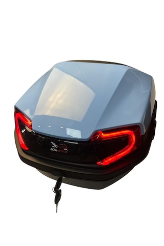 Işıklı + Sırt Dayamalı 33 Litre Motosiklet Çantası Açık Mavi