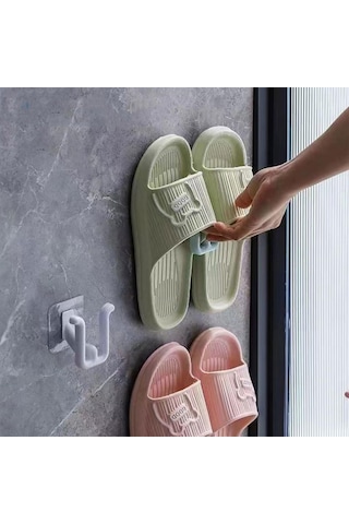 Plastik Yapışkanlı Banyo Hol Terlik Askılığı Al4469-4 Adet Beyaz