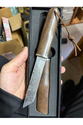 Japon Kamp Tanto Şam Çeliği Nadir Koleksiyonluk Kahverengi