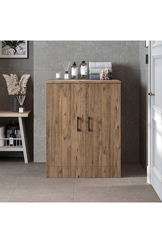 Çamaşır Kurutma Makinesi Alt Dolabı Kapaklı Banyo Alt Dolap.55 Atlantik Çam