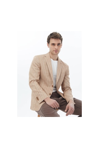 Kip Kiremit Çizgili Modern Fit Pamuk Karışımlı Ceket 001