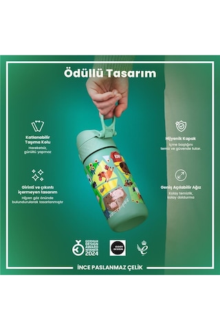 Ion8 - Paslanmaz Çelik Çocuk Suluk - Çiftlik Hayvanları - 400 Ml - Sızdırmaz Çok Renkli