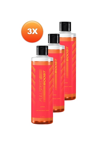 Avon Full Speed Boost Erkekler İçin Saç Ve Vücut Şampuanı 3 x 250 ML